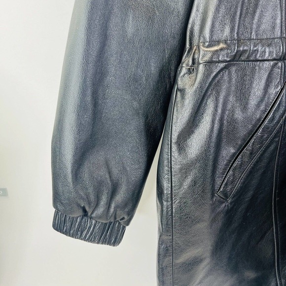 Vintage 1986 Wilsons Hooded Quilted Lined Leather Jacket Cinch‎ Waist 1X - Picture 4 of 14